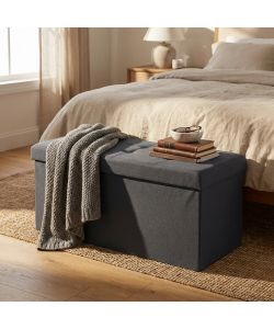 Cosma Pouf Contenitore Rettangolare in Tessuto Nero 76x38x38 cm