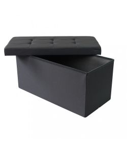 Cosma Pouf Contenitore Rettangolare in Tessuto Nero 76x38x38 cm