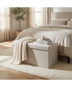 Cosma Pouf Contenitore Rettangolare in Tessuto Tortora 76x38x38 cm