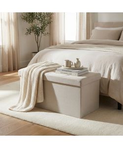 Cosma Pouf Contenitore Rettangolare in Tessuto Tortora 76x38x38 cm
