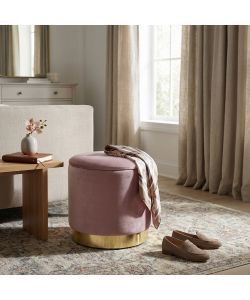 Cosma Pouf Contenitore Rotondo Velluto Rosa diam. 37x40 cm