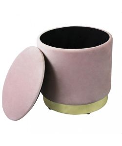 Cosma Pouf Contenitore Rotondo Velluto Rosa diam. 37x40 cm