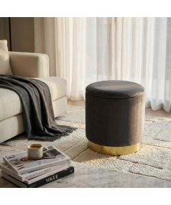 Cosma Pouf Contenitore Rotondo Velluto Grigio Scuro diam. 37 x 40 cm