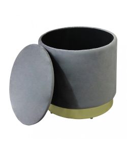 Cosma Pouf Contenitore Rotondo Velluto Grigio Scuro diam. 37 x 40 cm