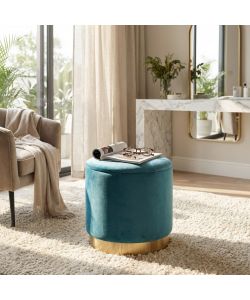 Cosma Pouf Contenitore Rotondo in Velluto Verde diam. 37x40 cm