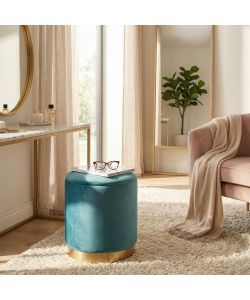 Cosma Pouf Contenitore Rotondo in Velluto Verde diam. 37x40 cm