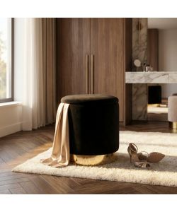 Cosma Pouf Contenitore Rotondo Velluto Nero 37x40 cm Elegante e Funzionale