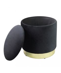 Cosma Pouf Contenitore Rotondo Velluto Nero 37x40 cm Elegante e Funzionale