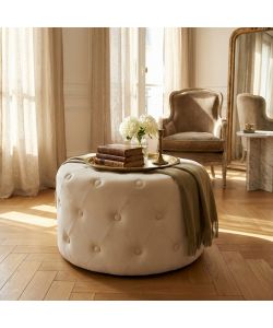 Cosma Pouf Rotondo Beige 68 cm Morbido in Velluto Decorativo