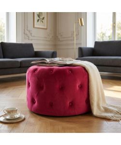 Cosma Pouf Contenitore Rotondo in Velluto Bordeaux 67x41 cm