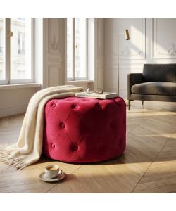 Cosma Pouf Contenitore Rotondo in Velluto Bordeaux 67x41 cm