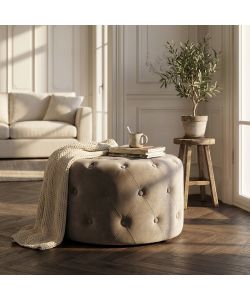 Cosma Pouf Contenitore Rotondo Velluto Tortora diam. 67 x 41 cm