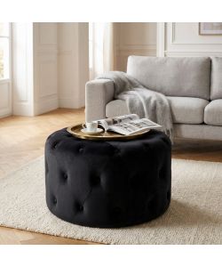 Cosma Pouf Contenitore Rotondo in Velluto Nero diam. 67 x 41 cm