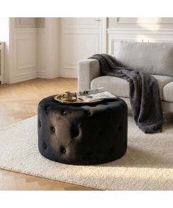 Cosma Pouf Contenitore Rotondo in Velluto Nero diam. 67 x 41 cm