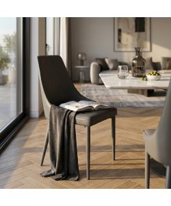 Cosma Sedia da Interno Grigio Scuro Ecopelle 60x49,5x87,5 cm Senza Braccioli