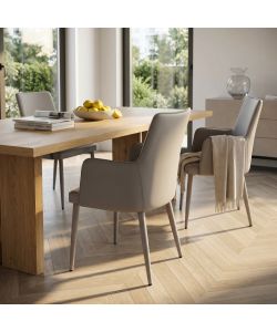 Cosma Poltrona Camille Grigio Chiaro Ecopelle con Braccioli 56x54x89 cm