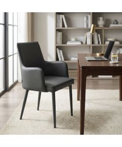 Cosma Poltrona Camille Grigio scuro Ecopelle con braccioli 56x54x89 cm
