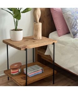 Cosma Tavolino Basso Marrone in Legno di Pino Rettangolare 50x42 cm