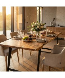 Cosma Tavolo Carlton Rettangolare 200x100 cm Marrone Acacia Metallo