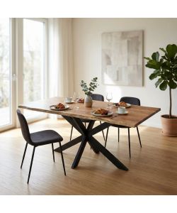 Cosma Tavolo da Pranzo 180x90 cm in Metallo e Legno Marrone Moderno