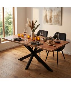 Cosma Tavolo da Pranzo 180x90 cm in Metallo e Legno Marrone Moderno