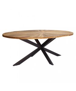 Cosma Tavolo Ovale Colton 220 x 120 cm Marrone in Acacia e Metallo