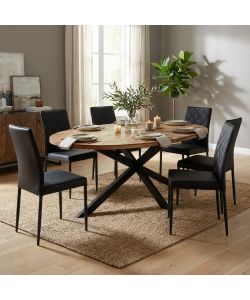 Cosma Tavolo Ovale Colton 220 x 120 cm Marrone in Acacia e Metallo