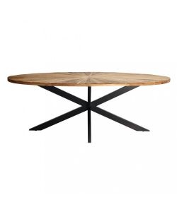 Cosma Tavolo Ovale Colton 220 x 120 cm Marrone in Acacia e Metallo
