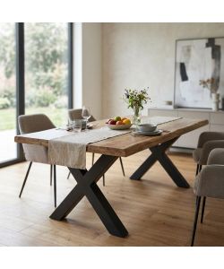 Cosma Tavolo Conrad 200x100 cm in Legno e Metallo Marrone e Nero
