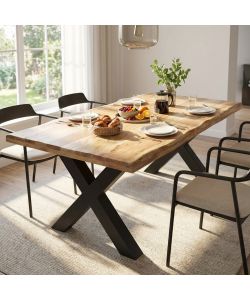 Cosma Tavolo Conrad 200x100 cm in Legno e Metallo Marrone e Nero