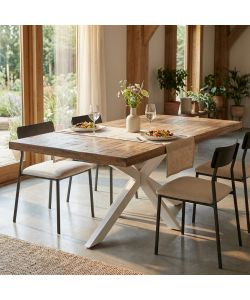 Cosma Tavolo da Pranzo Rettangolare 200x100 cm Bianco in Mango e Metallo