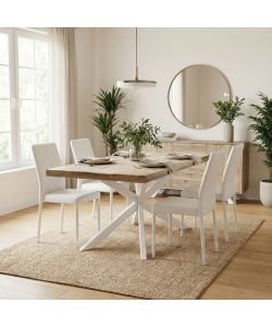 Cosma Tavolo da Pranzo Rettangolare 200x100 cm Bianco in Mango e Metallo