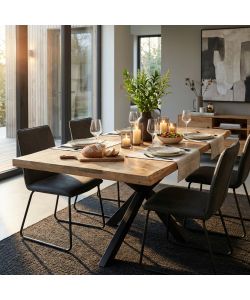Cosma Tavolo da Pranzo Rettangolare 200x100 cm Nero in Mango e Metallo
