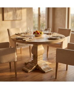 Cosma Tavolo Tondo diam. 130 cm in Legno di Mango Marrone