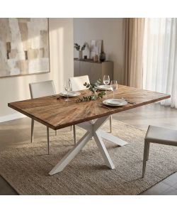 Cosma Tavolo DANNIE 180 x 90 cm Bianco in Acacia e Metallo