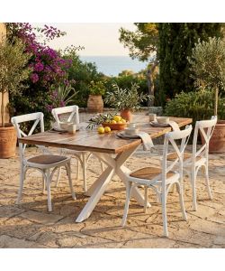 Cosma Tavolo DANNIE 180 x 90 cm Bianco in Acacia e Metallo