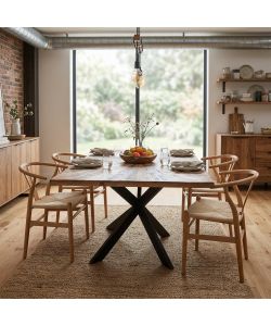Cosma Tavolo Rettangolare 180 x 90 cm Nero in Acacia e Metallo