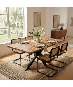 Cosma Tavolo Rettangolare 180 x 90 cm Nero in Acacia e Metallo