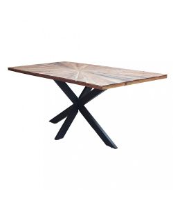 Cosma Tavolo Rettangolare 180 x 90 cm Nero in Acacia e Metallo