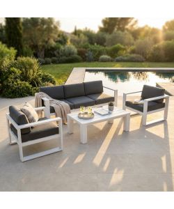 Cosma Salotto da Giardino 3 Pezzi Bianco con Cuscini Comfort
