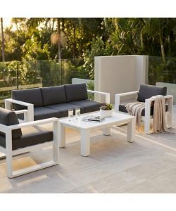 Cosma Salotto da Giardino 3 Pezzi Bianco con Cuscini Comfort