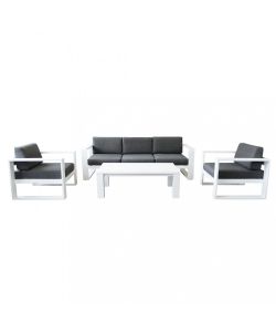 Cosma Salotto da Giardino 3 Pezzi Bianco con Cuscini Comfort
