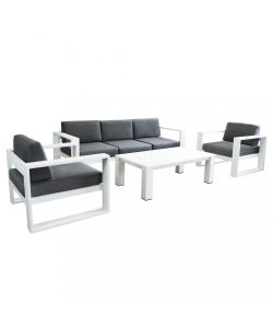 Cosma Salotto da Giardino 3 Pezzi Bianco con Cuscini Comfort