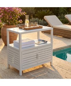 Cosma Mobiletto da Esterno Bianco 90x55x90 cm in Alluminio Rettangolare