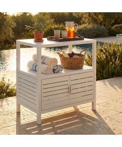 Cosma Mobiletto da Esterno Bianco 90x55x90 cm in Alluminio Rettangolare