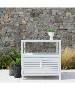Cosma Mobiletto da Esterno Bianco 90x55x90 cm in Alluminio Rettangolare