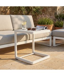 Cosma Tavolino da Giardino Quadrato 40x40x45 cm Bianco in Alluminio