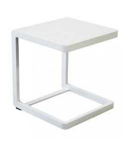 Cosma Tavolino da Giardino Quadrato 40x40x45 cm Bianco in Alluminio