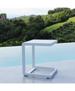 Cosma Tavolino da Giardino Quadrato 40x40x45 cm Bianco in Alluminio