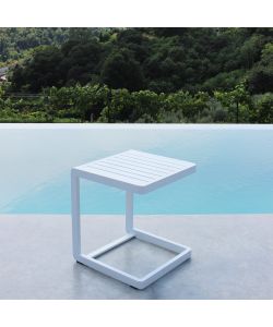 Cosma Tavolino da Giardino Quadrato 40x40x45 cm Bianco in Alluminio